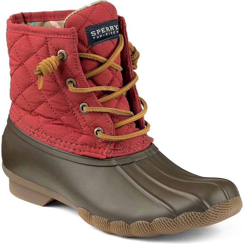 SPERRY TOP-SIDER Women’s Quilted Duck Rain Snow Boots - burgundy &brown size 6.5